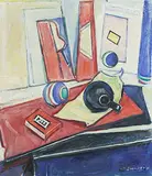 Spielzimmer im Haus Waldprechtsstrasse by Theodor Schindler, 1947, oil on canvas, sold Mar 2019