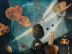 Abstrakte Komposition by Peter Phillips, 1986, oil on paper, offered Mar 2019