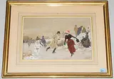 Schlittschuhläufer by Édouard John Ravel, watercolor, sold Mar 2019