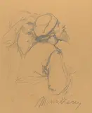 Studienblatt mit zwei Bauern by Mihály Munkácsy, pencil, sold Mar 2019