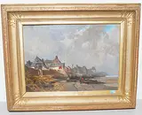 Bretonisches Küstenstädtchen mit Fischern by Frankreich, Mitte 19.Jh., 1866, oil on panel, sold Mar 2019