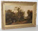 Waldlandschaft mit Herberge by Johann Christoph Frisch, oil on canvas, offered Mar 2019