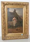 Frau vor Treppe by Camillo Innocenti, oil on panel, offered Mar 2019