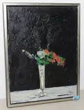Bouquet sur fond noir by Michel Maly, oil on canvas, sold Mar 2019