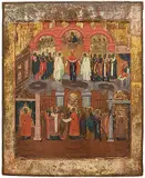 Russisch, um 1800 by Gottesmutter Pokrov, tempera, offered Mar 2019