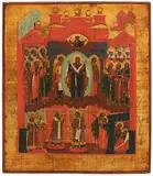 Russisch, 19.Jh by Gottesmutter Pokrov, tempera, offered Mar 2019