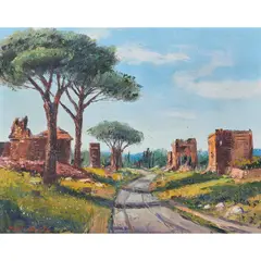 Ruins by Ben Abril, oil on canvas, sold May 2023