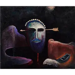 Mask by Matthew Rackham Barnes, 1931, oil on masonite, sold May 2023