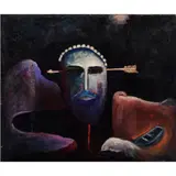 Mask by Matthew Rackham Barnes, 1931, oil on masonite, sold May 2023