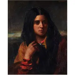 Young Native American by Henry Herman Cross, oil on canvas, sold May 2023