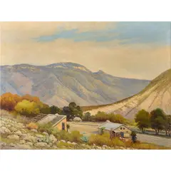 Desert Mountains by Robert Wood, oil on canvas, sold May 2023