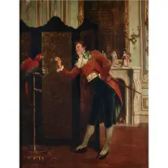 The Scarlet Macaw by Ferdinand Roybet, 1872, oil on canvas, sold May 2023