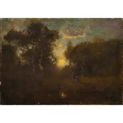 A Clearing at Sunset by William Keith, oil on canvas, sold Jun 2023