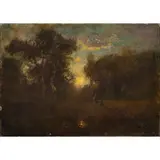 A Clearing at Sunset by William Keith, oil on canvas, sold Jun 2023