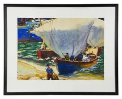 beached sailboat by John Whorf, watercolor, sold Mar 2026