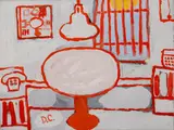 Abstract Interior Scene by Domenick Capobianco, 1979, Oil on Canvas, sold Nov 2024