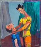 Figural Scene by Frederick B. Serger, Oil on Canvas, sold Nov 2024