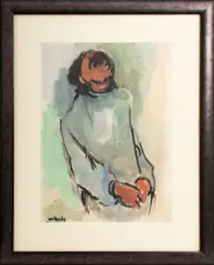 Figure by Moshe Mokady, Watercolor on Paper, sold Dec 2024
