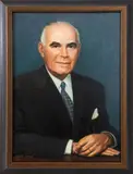 Portrait of New York Governor Herbert Lehman by Allen Simon, Oil on Canvas, sold Dec 2024