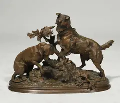 Untitled by Ferdinand Pautrot, bronze hunting dogs, sold Sep 2020