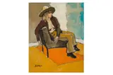 Untitled by Donald McIntyre, oil and chalk on paper, offered Mar 2023
