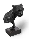 Sitting Leopard Head by Hamish Mackie, 2009, sculpture, sold Oct 2021