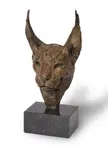 Caracal HeadBronze Signed, dated 2010 and numbered 2/2 to the undersideHeight: 27cm (10 5/8in.), Inc by Hamish Mackie, 2010, sculpture, sold Oct 2021