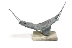 Girl in a HammockBronze with a green patina Signed and numbered 1/9 Inc by Sydney Harpley, sculpture, sold Oct 2021