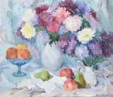 Still life of flowers by Lena Kurovska, Oil on canvas, sold Aug 2021