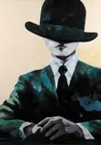 The man in the bowler hat by Iqi Qoror, 2012, Oil on canvas, offered Aug 2021