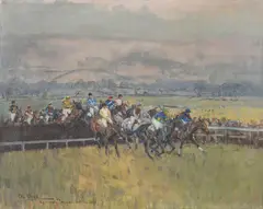 Fred Wittington Memorial Race Cheltenham by Peter Biegel, oil, offered Aug 2021