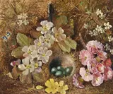 Flowers with a bird's nest by Vincent Clare, Oil on canvas Both signed, offered Aug 2021