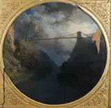 Clifton Suspension Bridge and the Avon Gorge at night by Edmund John Niemann, Oil on canvas, sold Aug 2021