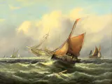 Boats in choppy seas, a pair Oil on canvas One signed (lower left) Each 39 x 51cm (15¼ x 20 in.) (2) Condition Report: Both relined by J. Ray, Oil on canvas One signed, offered Aug 2021