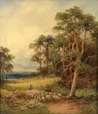 On Surrey Downs by John Bates Noel, Oil on canvas, sold Aug 2021