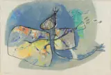 Abstract composition by Fiona Haser, watercolour on paper, offered Aug 2021