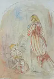 Sketch- woman and two children by Louisa Beresford, Marchioness of Waterford, drawing, sold Aug 2021