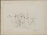 V W H Foxhounds, Charlton Park Pencil and coloured pastel Signed and dated 1988 (lower right) titled (lower left 12.5 x 17.5cm (4¾ x 6¾ in.) by Judy Boyt, 1988, Pencil and coloured pastel, offered Aug 2021