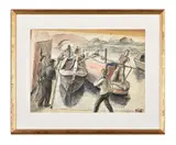 Canal by Evan Charlton, Pen ink and wash, sold Aug 2021
