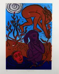 Laugh out Loud, 1996 by Eileen Cooper, Etching, litho, woodcut & Chine Colle, sold Aug 2021