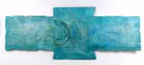 Abstract form by Sydney King, Plaster, green verdigris finish, offered Aug 2021