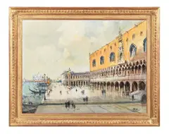 Promenade Riva degli Schiavoni on San Marco Square with Doge Palace, VeniceOil on canvas Signed (lower left)60 x 80.5cm (23½ x 31½ in.) by Otto Hamel, oil, sold Aug 2021