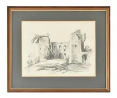 Caesar's Tower, Kenilworth Castle, WarwickshirePencil Signed and titled (lower left)25.5 x 33.5cm (10 x 13 in.) by Frederick Nash, drawing, offered Aug 2021