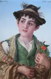 The little shepherd by Adriano Bonifazi, oil, sold Jul 2021
