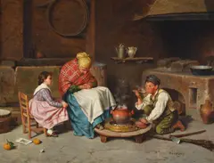 Stealing a taste by Frederico Mazzotta, oil, offered Jul 2021