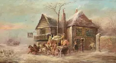 The bath post by John Maggs, oil, sold Jul 2021