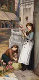 A london street scene by Augustus Edwin Mulready, 1900, oil, sold Jul 2021