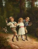 Childhood's happy days by James Clark, 1901, oil, sold Jul 2021