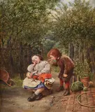 Tickled awake by William Henry Ward, 1874, oil, offered Jul 2021