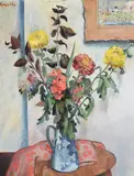 Autumn flowers by William Crosbie, oil, offered Jul 2021